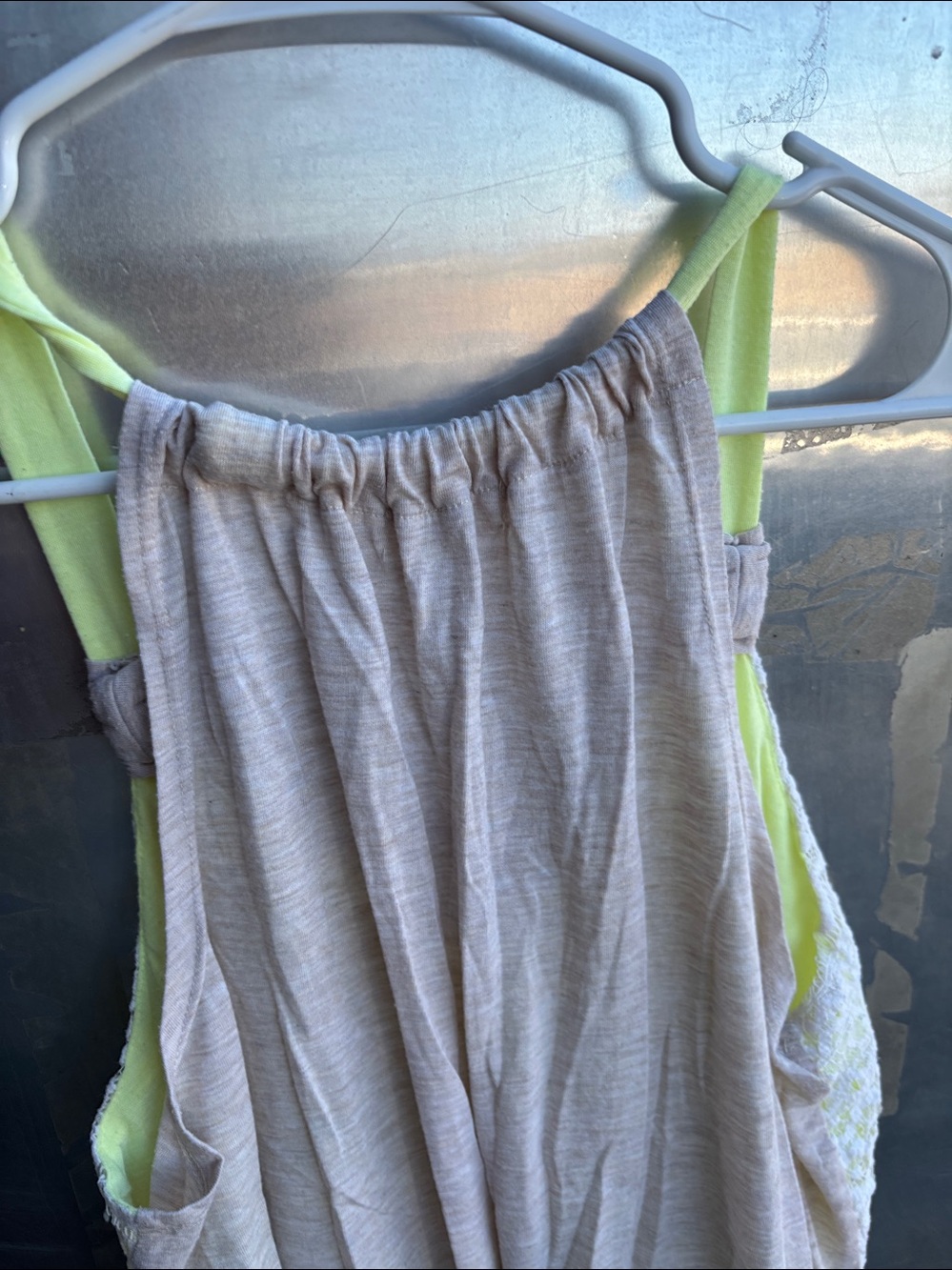 Rewind Cream Lace One-Piece with Neon Yellow Straps, XLG, - Picture 8 of 9
